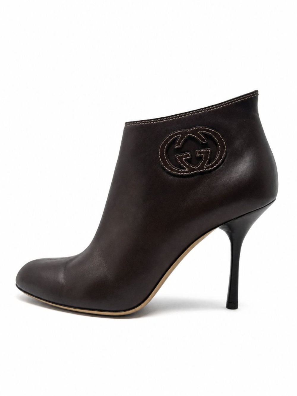 Vintage Y2K Gucci GG Brown Leather Ankle Boots Size 9B | Tom Ford Era